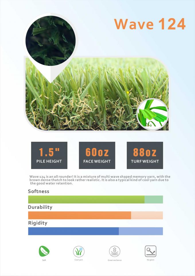 rotolo verde del tappeto del tappeto erboso sintetico artificiale dell'erba del giardino di altezza di 50mm 0