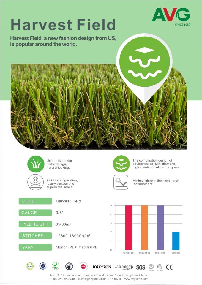 Altezza artificiale dell'erba 35mm del giardino sintetico del prato inglese del paesaggio 0