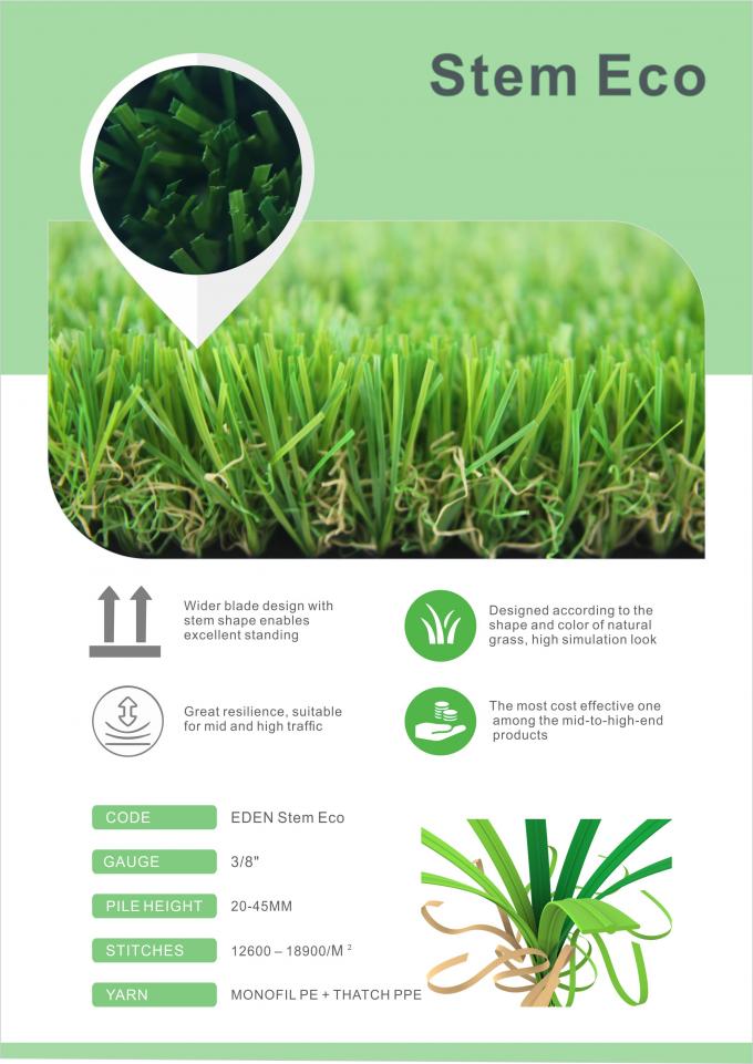 Erba sintetica ECO di alta qualità del paesaggio del tappeto erboso del prato inglese artificiale decorativo all'aperto della plastica che appoggia 100% riciclabile 0