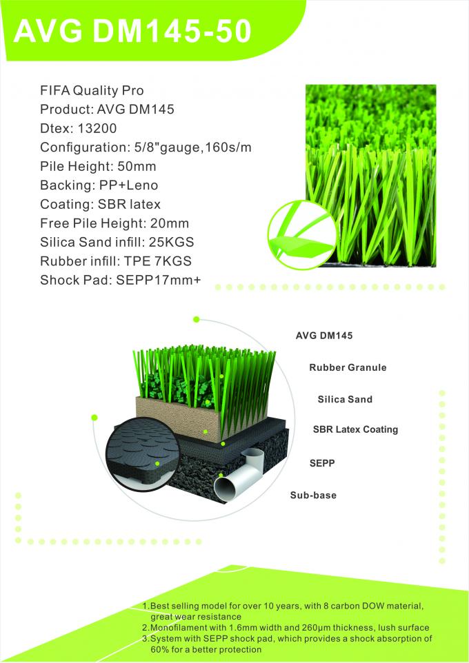 Il tappeto erboso artificiale di calcio dell'erba erba il tappeto artificiale all'aperto artificiale 50mm dell'erba del prato inglese 0
