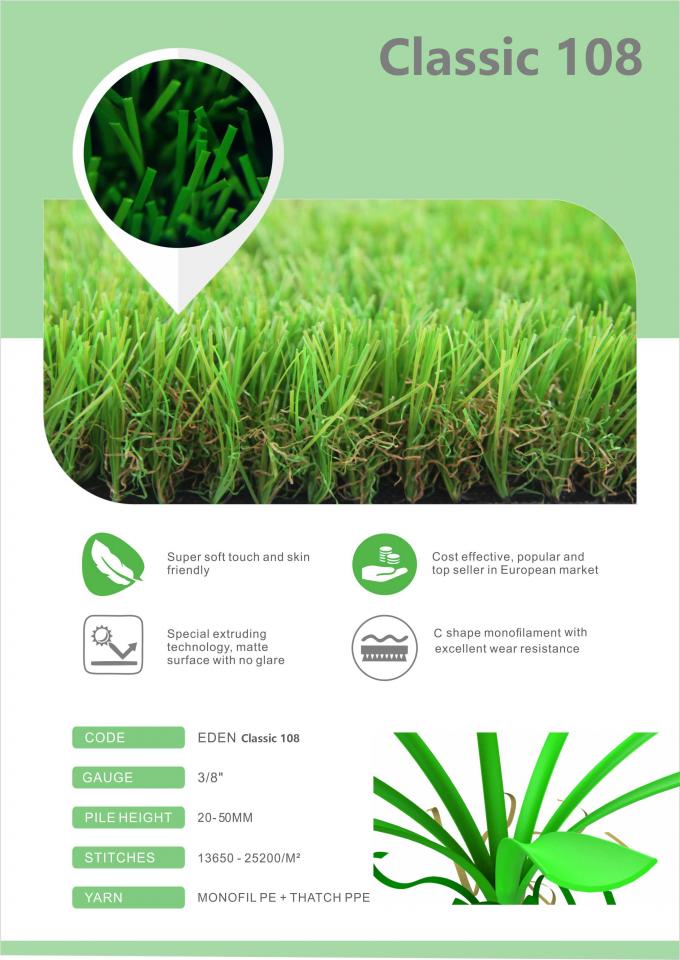 Protezione sintetica sembrante naturale di Eco del prato inglese dell'erba della coperta artificiale commerciale del tappeto erboso riciclabile 0