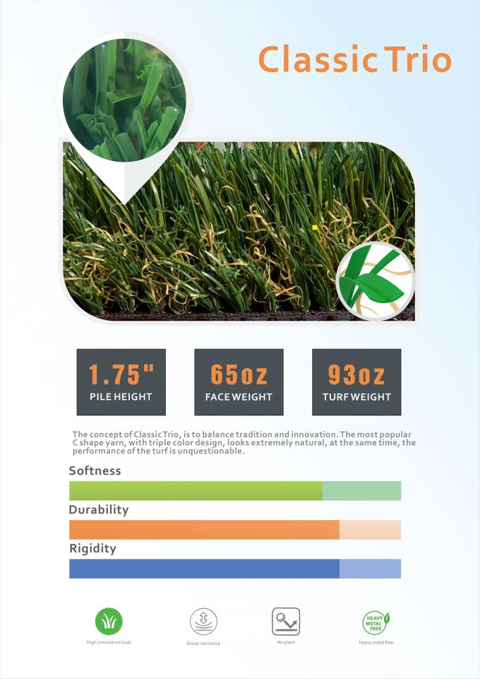 Erba verde artificiale del PE per il parco, decorazione dell'interno del campo da giuoco 0