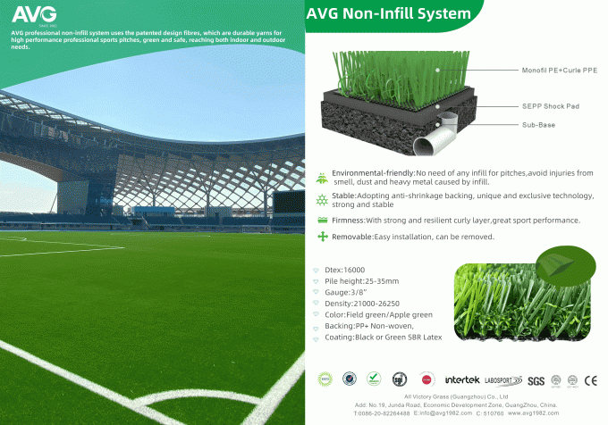 Pavimento artificiale verde dell'erba di calcio sintetico rispettoso dell'ambiente 0